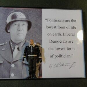 10x8.5 FRAMED GENERAL GEORGE S. PATTON JR QUOTE AND ACTION FIGURE LD 4085
